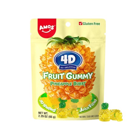 Ζελεδάκια φρούτων Amos 4D Pineapple Burst 65γρ